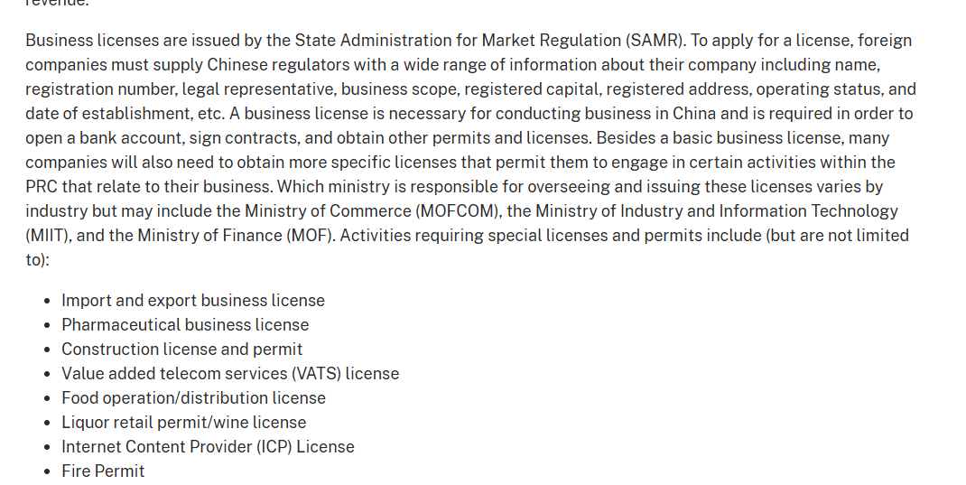 Yêu cầu giấy phép chuyên ngành cho các ngành đặc biệt quản lý ở Trung Quốc